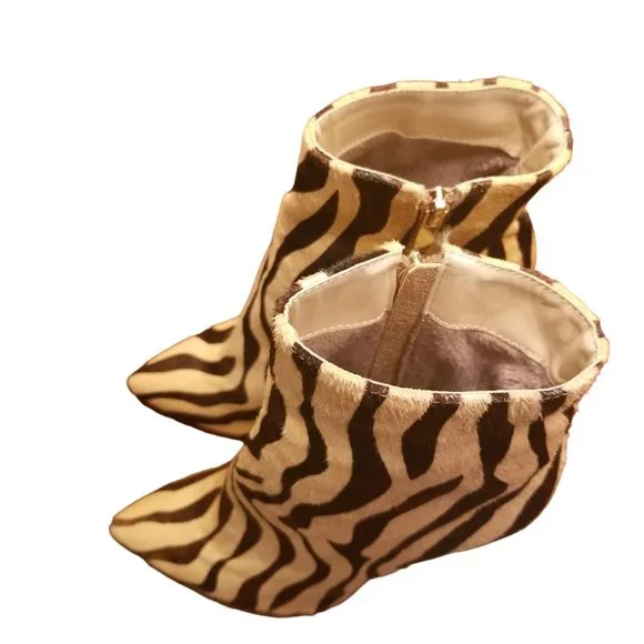 EUC | Women | Stiletto Ankle Booties | Zebra Animal Print | Calf Hair | Size: 10 - Picture 8 of 16